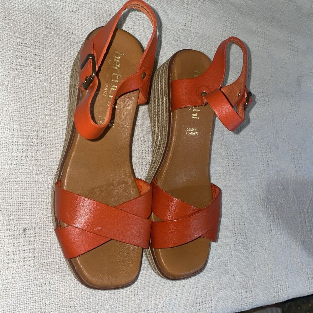 Bertuchi Women’s Slingback Espadrilles Size 39 U.S. 8 M Orange Leather Cruise - Picture 4 of 12